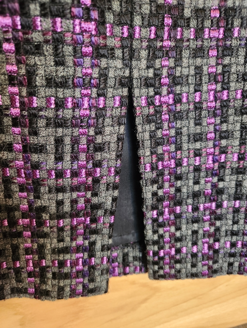 ELIZA J. BLACK GRAY & PURPLE SHORT SLEEVE TWEED SHIFT DRESS SIZE LARGE - Picture 8 of 9
